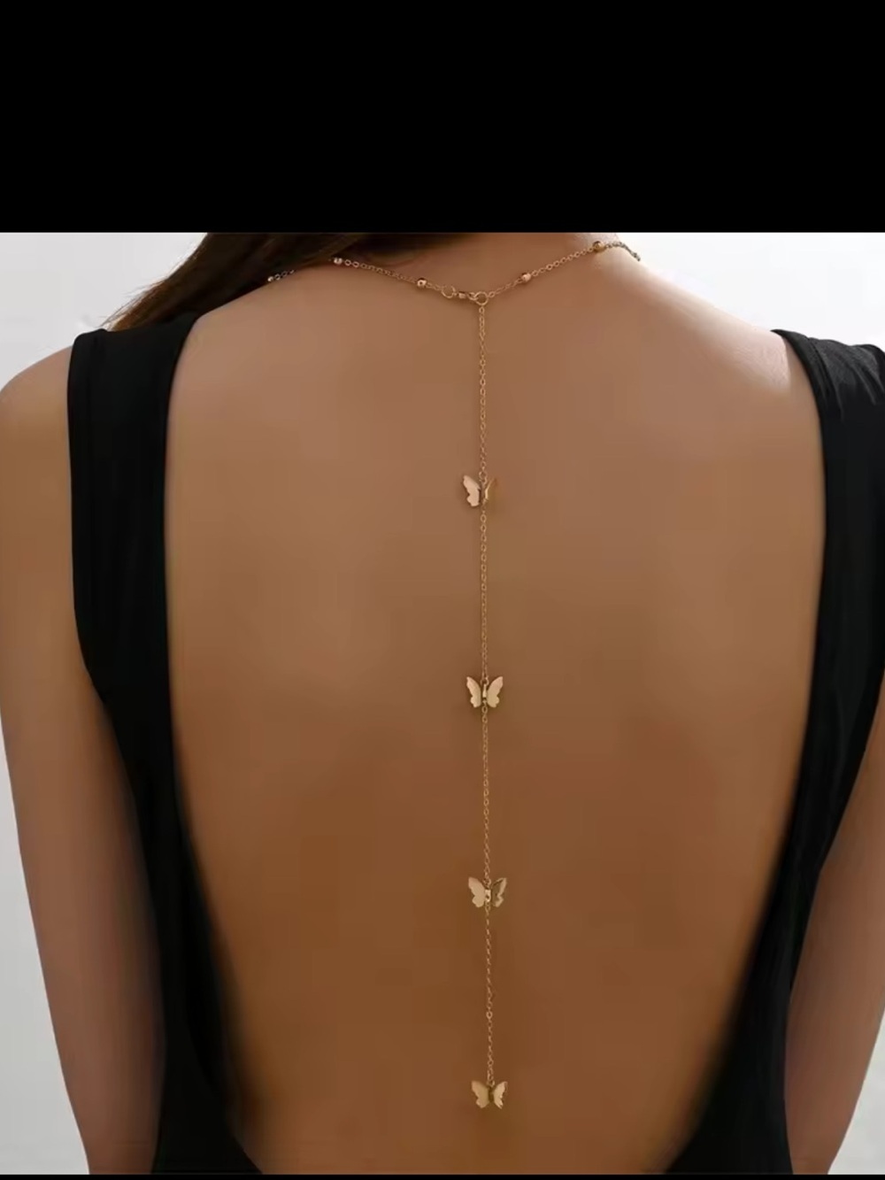 Gold Butterfly Backdrop Y-Necklace - Picture 3 of 6
